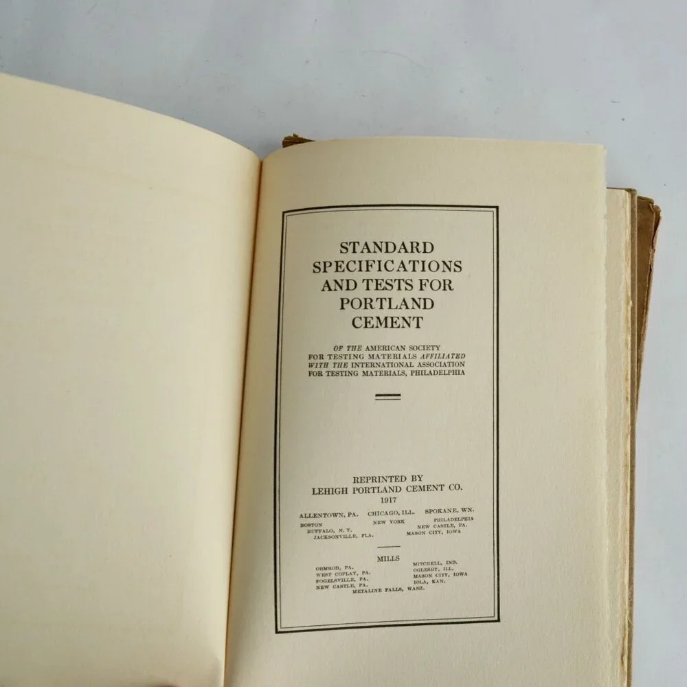 1917 Standard Specifications and Tests for Portland Cement Antique Book
